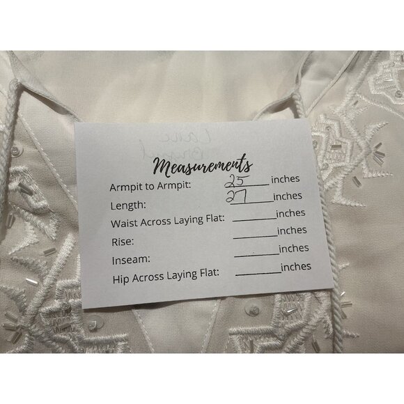 Lane Bryant Blouse 18/20 Winter White VNeck Pullover Stitched Design Clear Beads - Picture 7 of 7